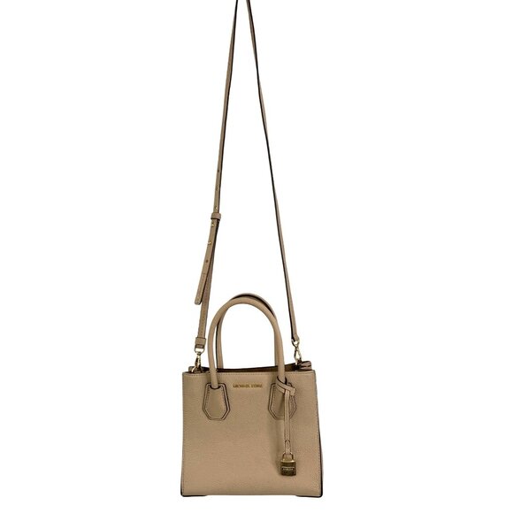 Michael Kors Mini Mercer Leather Crossbody & Tote Bag Nude EUC 8480 - Picture 8 of 16
